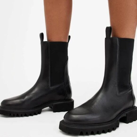 All Saints Lug Sole Hallie Stretch Ankle Boots, Black - Picture 5 of 10